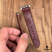 Load image into Gallery viewer, #784 (Suitable for Apple Watch) Wine Red French Lizard Leather Watch Strap