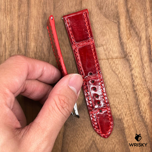 #825 (Quick Release Spring Bar) 22/20mm Gloss Red Crocodile Belly Leather Watch Strap