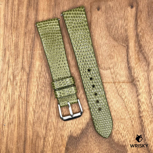 #779 (Quick Release Spring Bar) 19/16mm Olive Green Lizard Leather Watch Strap