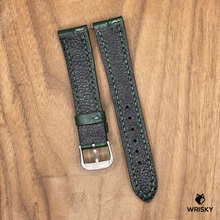 Load image into Gallery viewer, #1070 (Quick Release Spring Bar) 19/16mm Dark Green Crocodile Belly Leather Watch Strap with Green Stitches