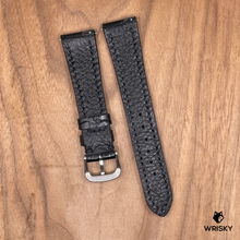 Load image into Gallery viewer, #1016 (Quick Release Spring Bar) 20/16mm Black Crocodile Belly Leather Watch Strap with Black Stitches