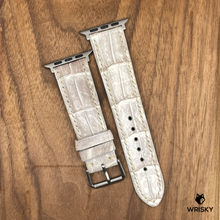 Load image into Gallery viewer, #881 (Suitable for Apple Watch) Himalayan Crocodile Belly Leather Watch Strap with Cream Stitches