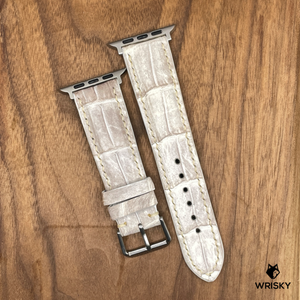 #881 (Suitable for Apple Watch) Himalayan Crocodile Belly Leather Watch Strap with Cream Stitches