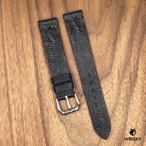 #906 (Quick Release Spring Bar) 18/16mm Black Ostrich Leg Leather Watch Strap