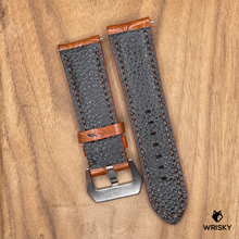 Load image into Gallery viewer, #1023 24/22mm Cognac Brown Crocodile Belly Leather Watch Strap with Brown Stitches