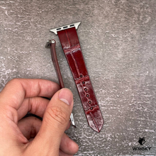 Load image into Gallery viewer, #609 (Suitable for Apple Watch) Deep Wine Red Crocodile Belly Leather Watch Strap