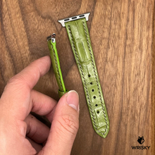 Load image into Gallery viewer, #642 (Suitable for Apple Watch) Olive Green Crocodile Belly with Green Stitches