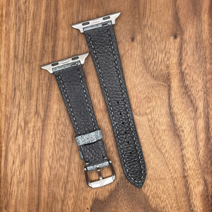 #704 (Suitable for Apple Watch) Grey Ostrich Leg Leather Watch Strap with Grey Stitches