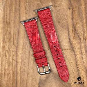 #967 (Suitable for Apple Watch) Blood Red Ostrich Leg Leather Watch Strap