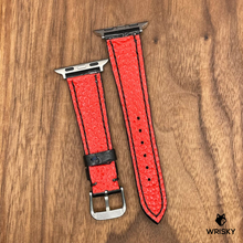 Load image into Gallery viewer, #630 (Suitable for Apple Watch) Black Crocodile Leather Watch Strap with Black Stitches