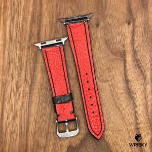 #630 (Suitable for Apple Watch) Black Crocodile Leather Watch Strap with Black Stitches