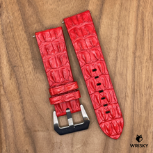 Load image into Gallery viewer, #1024 24/22mm Bright Red Double Row Horned Crocodile Leather Watch Strap