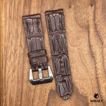Load image into Gallery viewer, #705 24/22mm Dark Brown Double Row Hornback Crocodile Leather Watch Strap