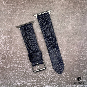 #610 (Suitable for Apple Watch) Deep Sea Blue Hornback Crocodile Leather