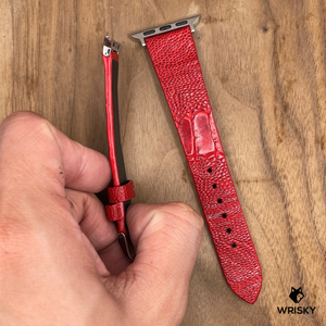 #967 (Suitable for Apple Watch) Blood Red Ostrich Leg Leather Watch Strap