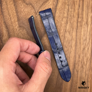 #669 (Quick Release Spring Bar) 19/16mm Dark Blue Crocodile Leather Watch Strap