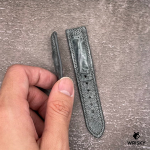 #539 22/20mm Grey Ostrich Leg Leather Watch Strap with Grey Stitches