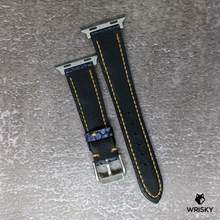 Load image into Gallery viewer, #432 (Suitable for Apple Watch) Matte Blue Washed Out Ostrich Leg Leather Strap with Orange Stitch