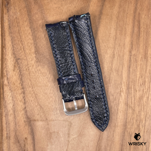 Load image into Gallery viewer, #1018 (Quick Release Spring Bar) 20/18mm Dark Blue Hornback Crocodile Belly Leather Watch Strap with Dark Blue Stitches