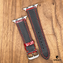 Load image into Gallery viewer, #841 (Suitable for Apple Watch) Gloss Red Crocodile Belly Leather Watch Strap