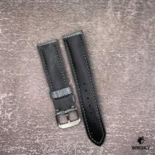 Load image into Gallery viewer, #539 22/20mm Grey Ostrich Leg Leather Watch Strap with Grey Stitches