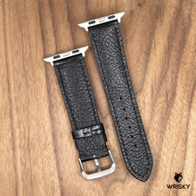 Load image into Gallery viewer, #991 (Suitable for Apple Watch) Black Crocodile Belly Leather Watch Strap with Black Stitches