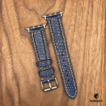 Load image into Gallery viewer, #650 (Suitable for Apple Watch) Deep Sea Blue Lizard Leather Watch Strap with Orange stitches