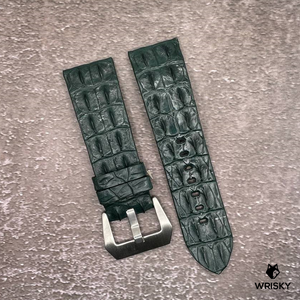 #545 24/22mm Double Row Dark Green Hornback Crocodile Leather Strap