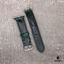 Load image into Gallery viewer, #509 (For Apple Watch) Dark Green Hornback Crocodile Leather Watch Strap with Dark Green Stitches