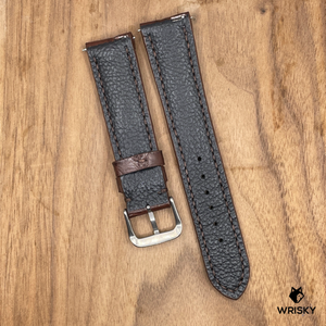 #949 (Quick Release Spring Bar) 21/18mm Dark Brown Crocodile Belly Leather Watch Strap with Brown Stitches
