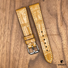 Load image into Gallery viewer, #862 (Quick Release Spring Bar) 19/16mm Light Brown Crocodile Belly Leather Watch Strap with Cream Stitches