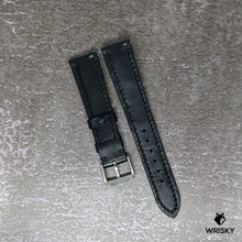 Load image into Gallery viewer, #452 19/16mm Black Crocodile Belly Leather Watch Strap with Black Stitches