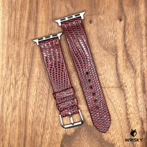 #784 (Suitable for Apple Watch) Wine Red French Lizard Leather Watch Strap