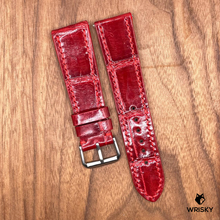 Load image into Gallery viewer, #825 (Quick Release Spring Bar) 22/20mm Gloss Red Crocodile Belly Leather Watch Strap