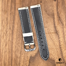 Load image into Gallery viewer, #822 (Quick Release Spring Bar) 20/18mm Himalayan Crocodile Belly Leather Watch Strap with Cream Stitches
