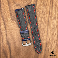 Load image into Gallery viewer, #657 (Quick Release Spring Bar) 22/18mm Royal Blue Crocodile Leather Watch Strap with Red Stitches