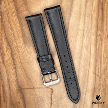 Load image into Gallery viewer, #874 20/16mm Black Crocodile Belly Leather Watch Strap with Black Stitches