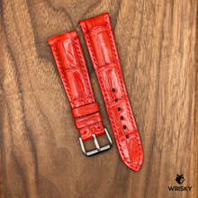 Load image into Gallery viewer, #671 (Quick Release Spring Bar) 22/18mm Chilli Red Crocodile Leather Watch Strap with Red Stitches