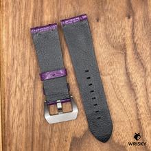Load image into Gallery viewer, #706 24/22mm Purple Double Row Hornback Crocodile Leather Watch Strap