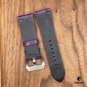 #706 24/22mm Purple Double Row Hornback Crocodile Leather Watch Strap