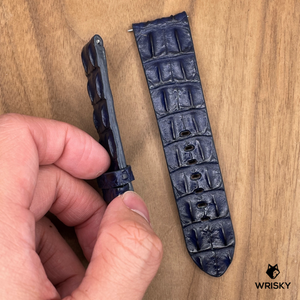 #1025 24/22mm Dark Blue Horned Crocodile Leather Watch Strap