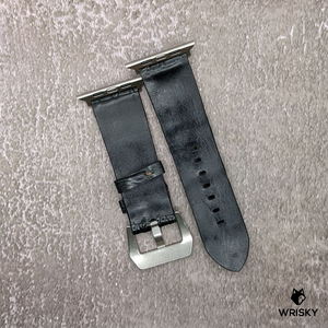 #512 (For Apple Watch) Black Hornback Crocodile (Double row) Leather Watch Strap
