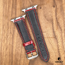 Load image into Gallery viewer, #843 (Suitable for Apple Watch) Gloss Red Crocodile Belly Leather Watch Strap