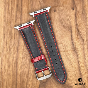 #843 (Suitable for Apple Watch) Gloss Red Crocodile Belly Leather Watch Strap