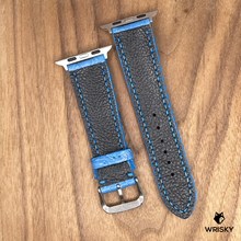 Load image into Gallery viewer, #989 (Suitable for Apple Watch) Sky Blue Crocodile Belly Leather Watch Strap with Blue Stitches