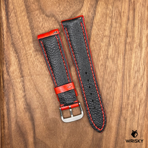 #671 (Quick Release Spring Bar) 22/18mm Chilli Red Crocodile Leather Watch Strap with Red Stitches