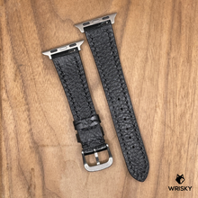 Load image into Gallery viewer, #1020 (Suitable for Apple Watch) Black Crocodile Belly Leather Watch Strap with Black Stitches