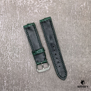 #511 20/18mm Dark Green Hornback Crocodile Leather Watch Strap with Dark Green Stitches