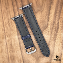 Load image into Gallery viewer, #925 (Suitable for Apple Watch) Blue Crocodile Belly Leather Watch Strap with Blue Stitches