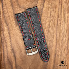 Load image into Gallery viewer, #672 (Quick Release Spring Bar) 22/20mm Black Crocodile Leather Watch Strap with Red Stitches